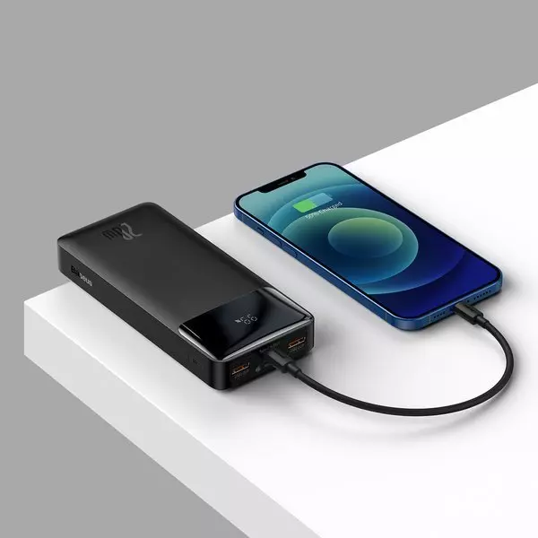 BASEUS Power Bank Bipow 20000mAh, 2xUSB, USB-C, 20W Black